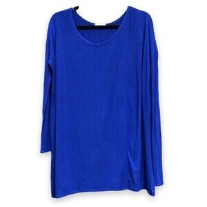 Mon Ami USA Long Sleeve Side Split Royal Blue T Shirt Women's Size Small Tunic